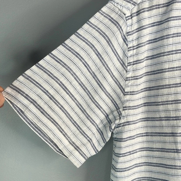 WEATHERPROOF NWT Washable Linen Blue Stripe Button Down Shirt Preppy Size S - Picture 4 of 13